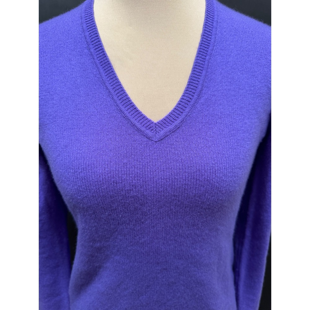 Charter Club Luxury 100% Cashmere Purple V-Neck Sweater Womens XS WPL8046